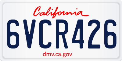 CA license plate 6VCR426