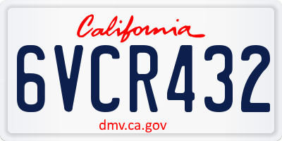 CA license plate 6VCR432