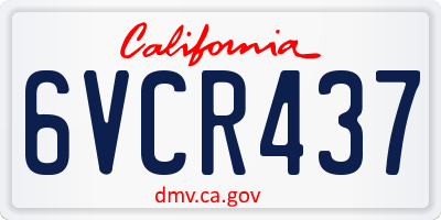 CA license plate 6VCR437
