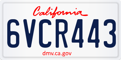 CA license plate 6VCR443