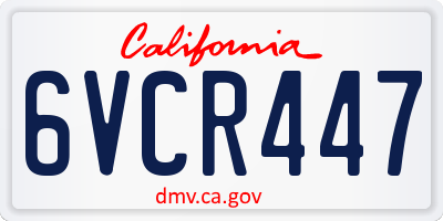 CA license plate 6VCR447
