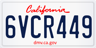 CA license plate 6VCR449