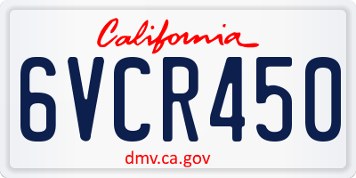 CA license plate 6VCR450