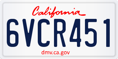 CA license plate 6VCR451