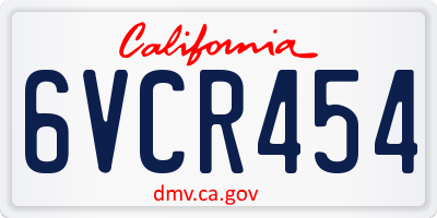 CA license plate 6VCR454