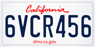 CA license plate 6VCR456