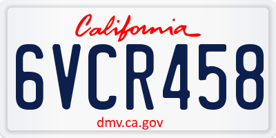 CA license plate 6VCR458