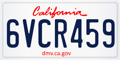 CA license plate 6VCR459