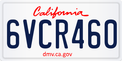 CA license plate 6VCR460