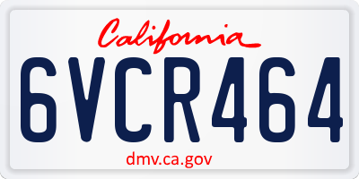 CA license plate 6VCR464
