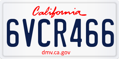 CA license plate 6VCR466