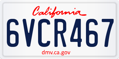 CA license plate 6VCR467