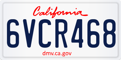 CA license plate 6VCR468