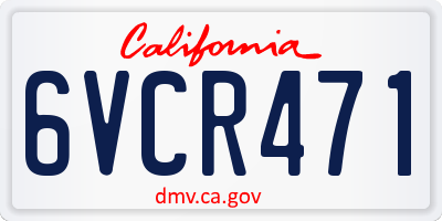 CA license plate 6VCR471