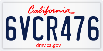 CA license plate 6VCR476