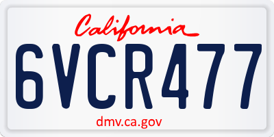 CA license plate 6VCR477