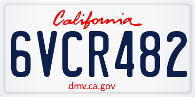 CA license plate 6VCR482