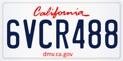 CA license plate 6VCR488