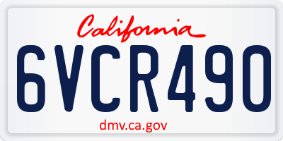 CA license plate 6VCR490