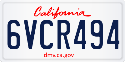 CA license plate 6VCR494