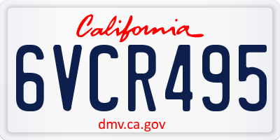 CA license plate 6VCR495