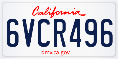 CA license plate 6VCR496