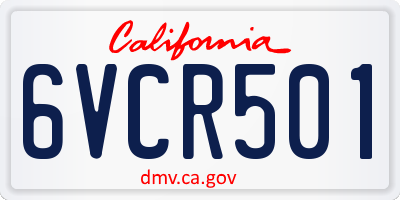 CA license plate 6VCR501