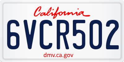 CA license plate 6VCR502