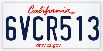 CA license plate 6VCR513