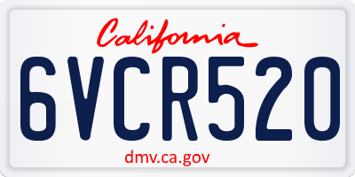 CA license plate 6VCR520