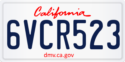 CA license plate 6VCR523