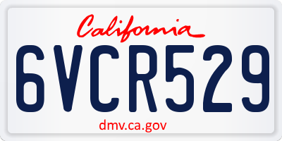CA license plate 6VCR529