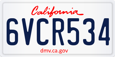 CA license plate 6VCR534