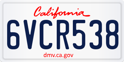 CA license plate 6VCR538