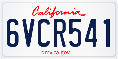 CA license plate 6VCR541
