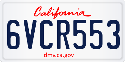 CA license plate 6VCR553