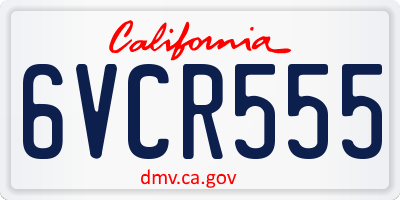 CA license plate 6VCR555