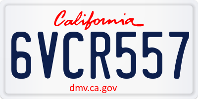 CA license plate 6VCR557