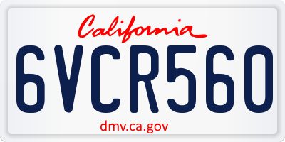 CA license plate 6VCR560