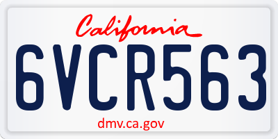 CA license plate 6VCR563