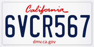CA license plate 6VCR567