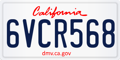 CA license plate 6VCR568