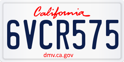 CA license plate 6VCR575