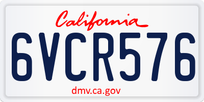 CA license plate 6VCR576