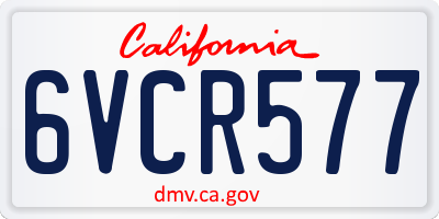 CA license plate 6VCR577