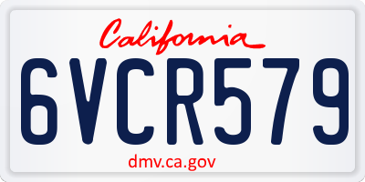 CA license plate 6VCR579