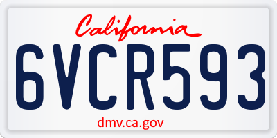 CA license plate 6VCR593
