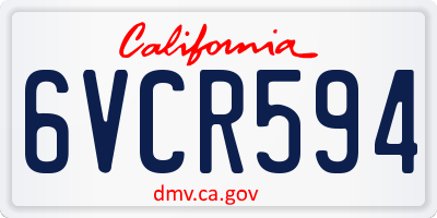 CA license plate 6VCR594