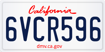 CA license plate 6VCR596
