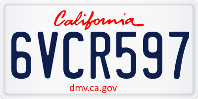 CA license plate 6VCR597